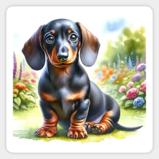 Watercolor Dachshund Puppies - Cute Puppy Sticker